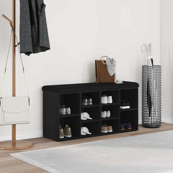 ARDEBO.de - Stauraumbank Schwarz Eichenholz 100x30x48 cm Engineered Wood