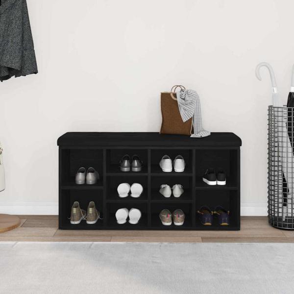 Stauraumbank Schwarz Eichenholz 100x30x48 cm Engineered Wood