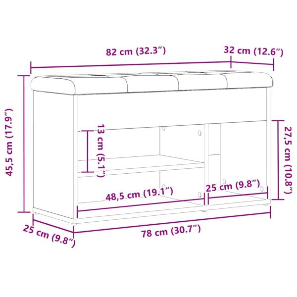 Aufbewahrungsgestell Schwarzes Eichenholz 80x30x45 cm Ingenieurholz