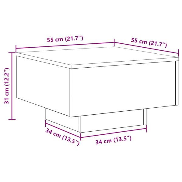 Couchtisch schwarz Eiche 55x55x31 cm Holzwerkstoff