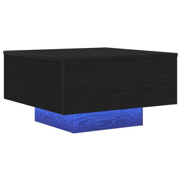 Couchtisch mit LED-Lichtern Schwarz Eiche 55x55x31 cm