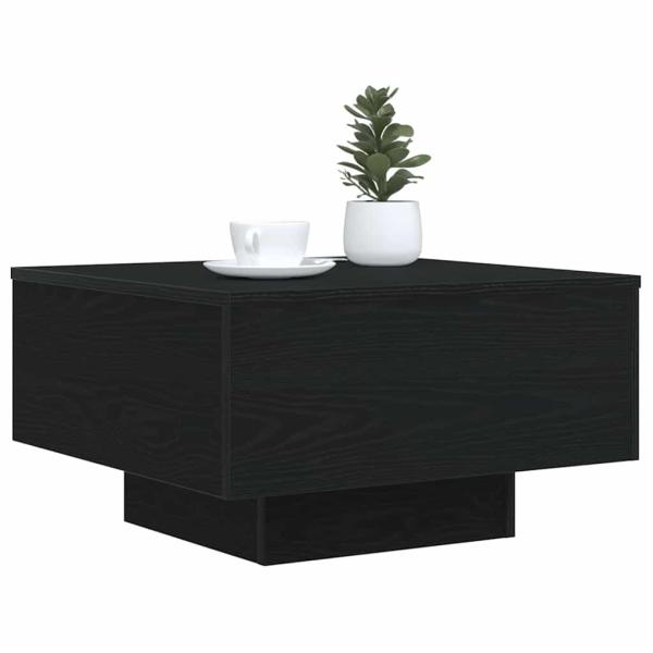 Couchtisch mit LED-Lichtern Schwarz Eiche 55x55x31 cm