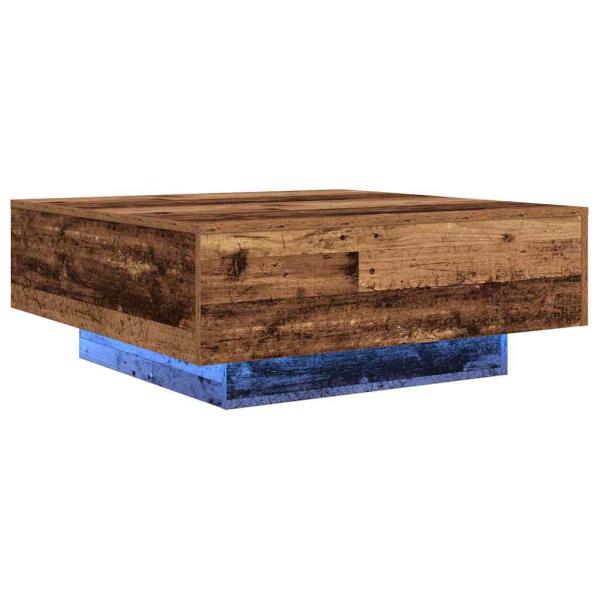 Couchtisch mit LED-Lichtern aus altem Holz 80x80x31 cm