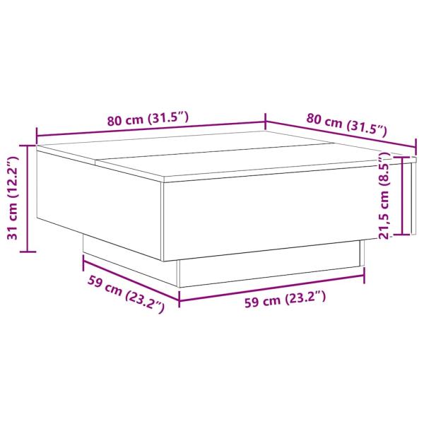 Couchtisch mit LED-Lichtern aus altem Holz 80x80x31 cm