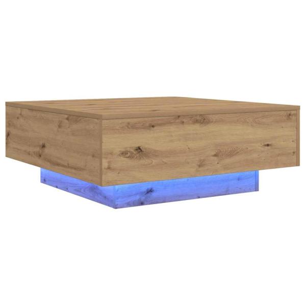 Couchtisch mit LED-Lichtern Artisan Eiche 80x80x31 cm