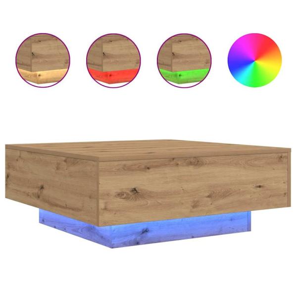 Couchtisch mit LED-Lichtern Artisan Eiche 80x80x31 cm