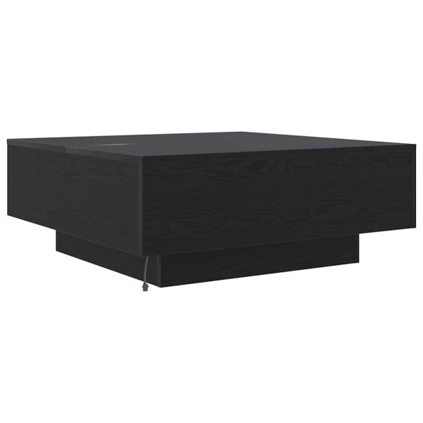 Couchtisch mit LED-Lichtern Schwarz Eiche 80x80x31 cm