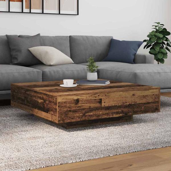 ARDEBO.de - Couchtisch mit LED-Lichtern Alte Holz 100x100x31 cm