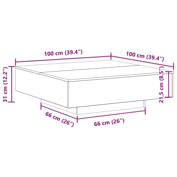 Couchtisch Artisan-Eiche Holzwerkstoff 100 x 100 x 31 cm