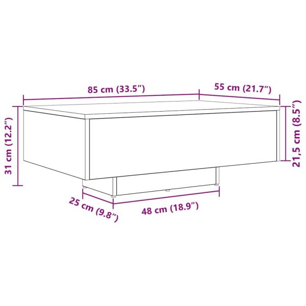 Couchtisch mit LED-Lichtern, Artisan Eiche 85x55x31 cm