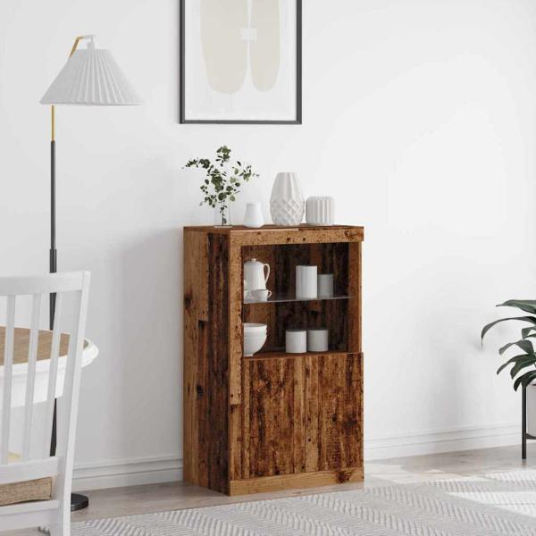 ARDEBO.de - Sideboard mit LED-Lichtern Altholz 60,5x37x100 cm