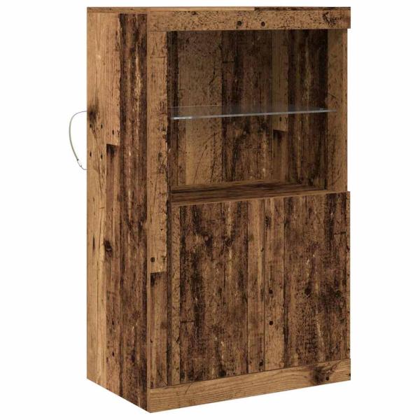 Sideboard mit LED-Lichtern Altholz 60,5x37x100 cm
