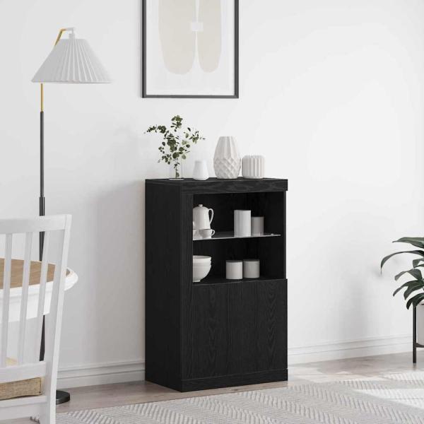 ARDEBO.de - Sideboard mit LED-Lichtern Schwarz Eiche 60,5x37x100 cm