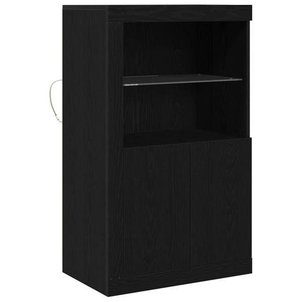 Sideboard mit LED-Lichtern Schwarz Eiche 60,5x37x100 cm