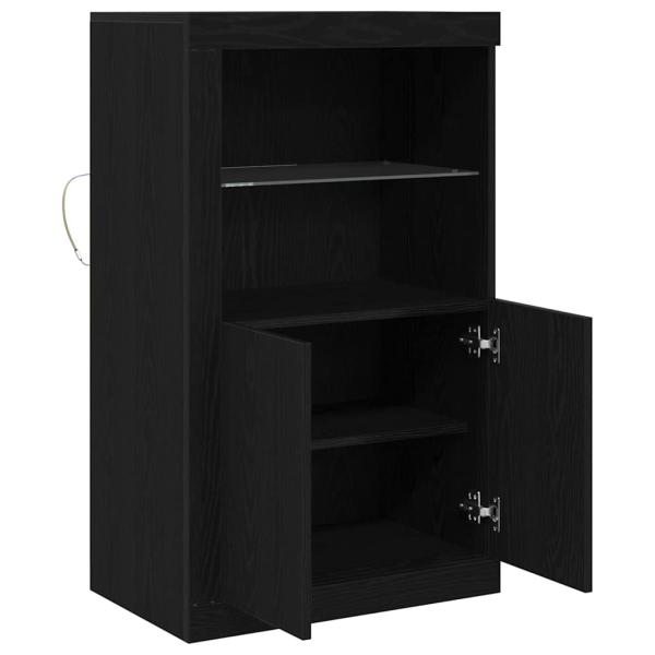 Sideboard mit LED-Lichtern Schwarz Eiche 60,5x37x100 cm