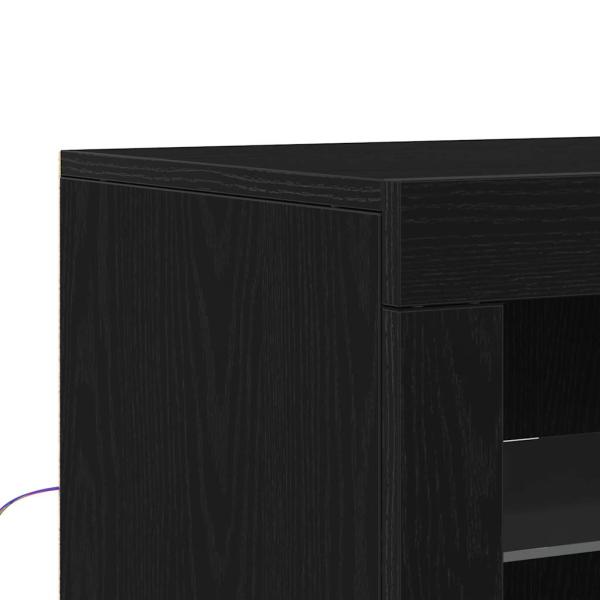 Sideboard mit LED-Lichtern Schwarz Eiche 60,5x37x100 cm