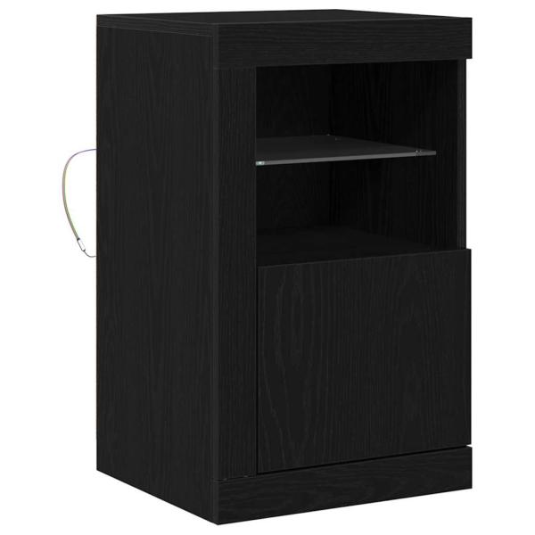 Sideboard mit LED-Lichtern Schwarz Eiche 41x37x67 cm