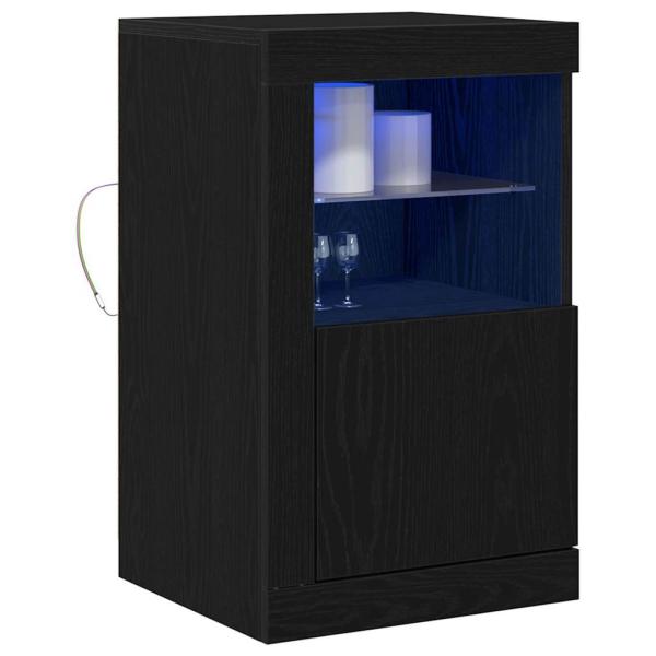 Sideboard mit LED-Lichtern Schwarz Eiche 41x37x67 cm