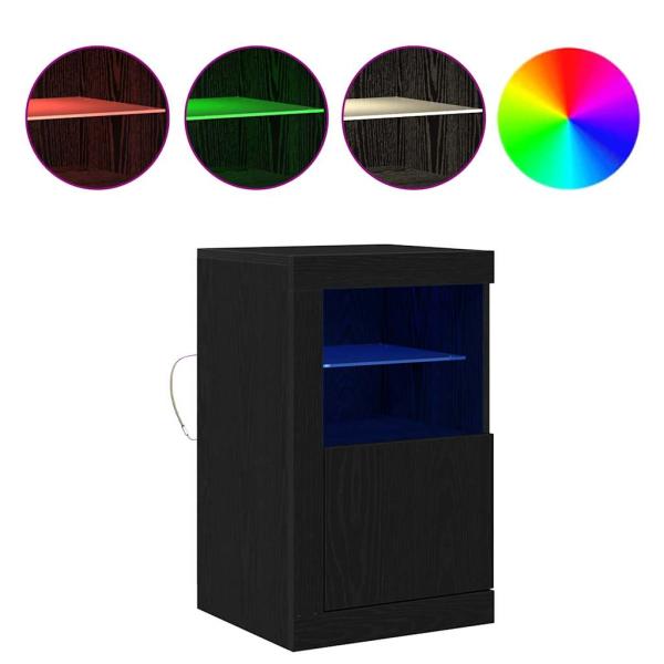 Sideboard mit LED-Lichtern Schwarz Eiche 41x37x67 cm