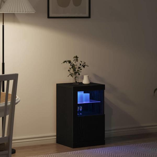 Sideboard mit LED-Lichtern Schwarz Eiche 41x37x67 cm