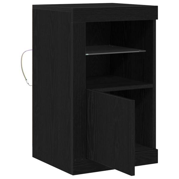 Sideboard mit LED-Lichtern Schwarz Eiche 41x37x67 cm