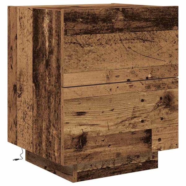 Nachttisch mit LED-Lichtern Alteiche 45x40x55 cm