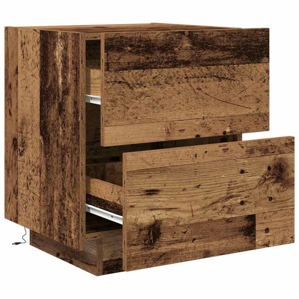 Nachttisch mit LED-Lichtern Alteiche 45x40x55 cm