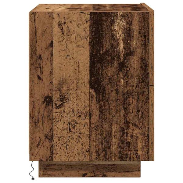 Nachttisch mit LED-Lichtern Alteiche 45x40x55 cm