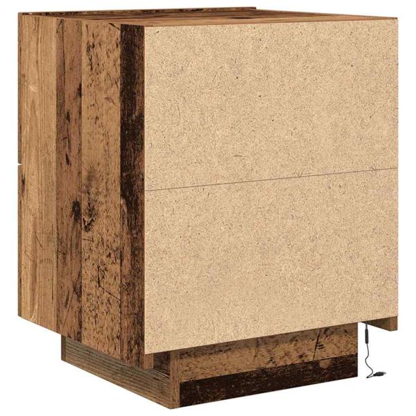 Nachttisch mit LED-Lichtern Alteiche 45x40x55 cm