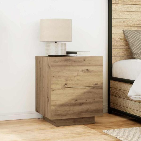 ARDEBO.de - Nachttisch mit LED-Lichtern Artisan Eiche 45x40x55 cm