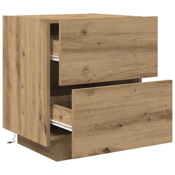 Nachttisch mit LED-Lichtern Artisan Eiche 45x40x55 cm
