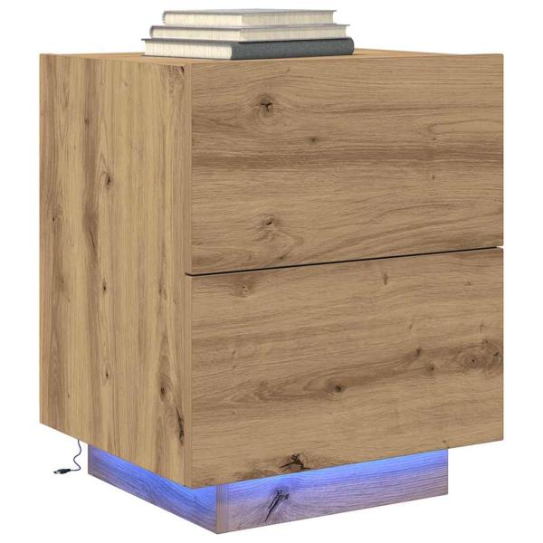 Nachttische mit LED-Lichtern 2 Teile Artisan Eiche 45x40x55 cm