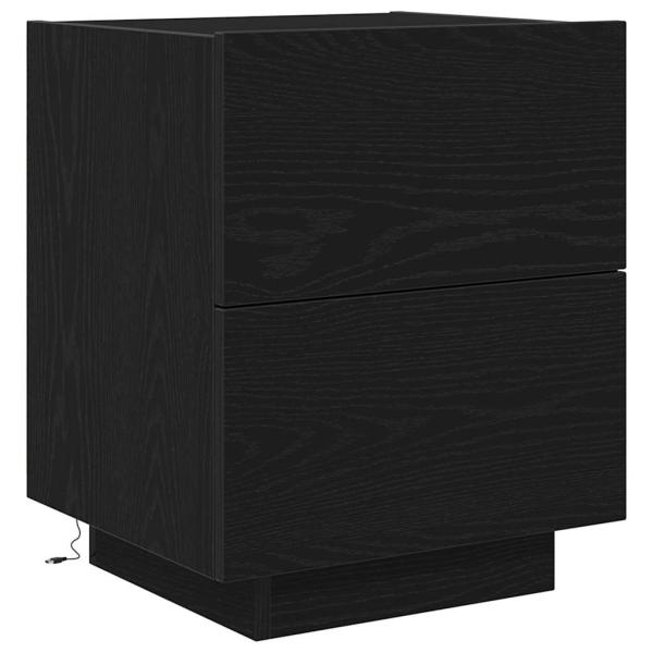 Nachttisch mit LED-Lichtern Schwarze Eiche 45x40x55 cm
