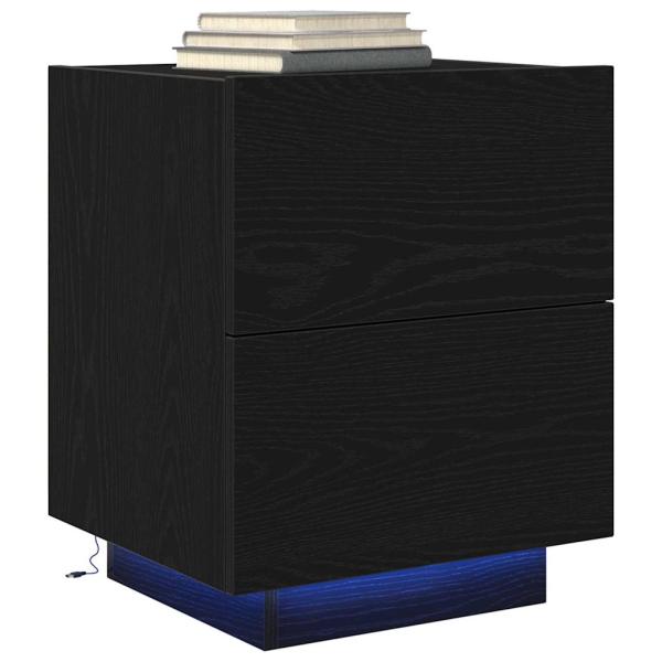 Nachttisch mit LED-Lichtern Schwarze Eiche 45x40x55 cm