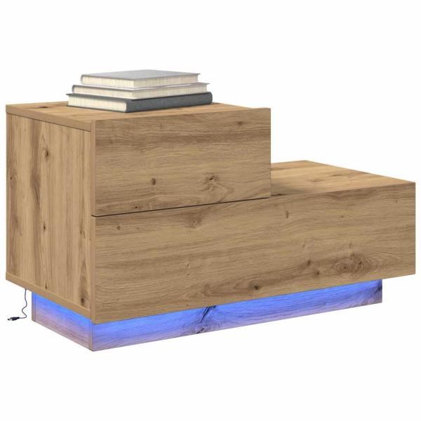 Nachttisch mit LED-Lichtern Artisan Oak 100x36x49 cm
