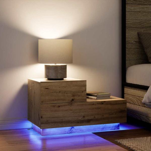 Nachttisch mit LED-Lichtern Artisan Oak 100x36x49 cm