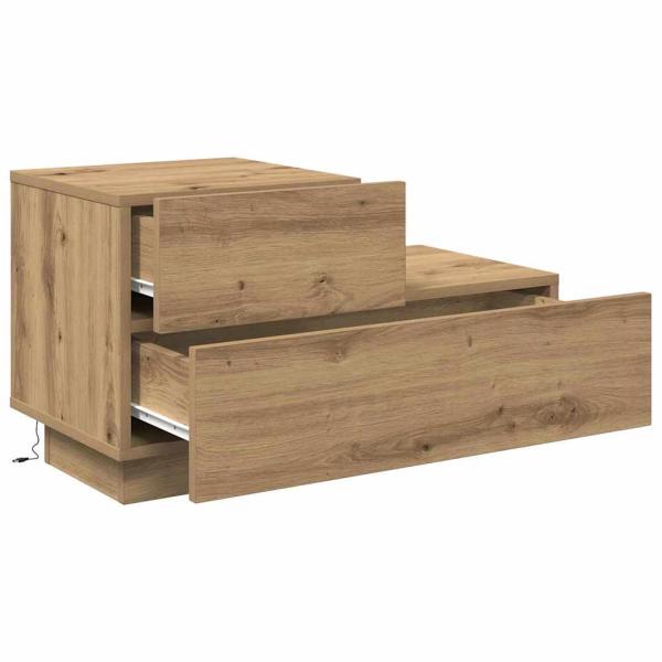 Nachttisch mit LED-Lichtern Artisan Oak 100x36x49 cm