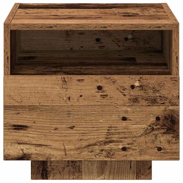 Nachttisch mit LED-Lichtern Alteiche 40x39x37 cm