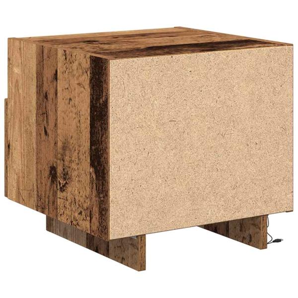 Nachttisch mit LED-Lichtern Alteiche 40x39x37 cm