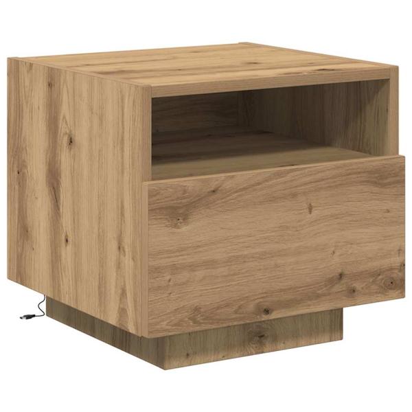 Nachttisch mit LED-Lichtern Artisan Eiche 40x39x37 cm