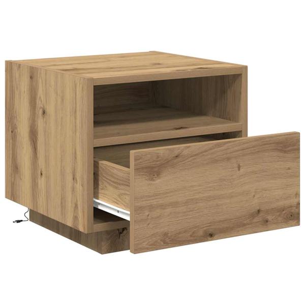 Nachttisch mit LED-Lichtern Artisan Eiche 40x39x37 cm