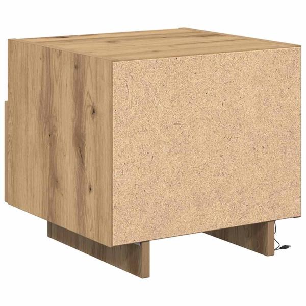 Nachttisch mit LED-Lichtern Artisan Eiche 40x39x37 cm