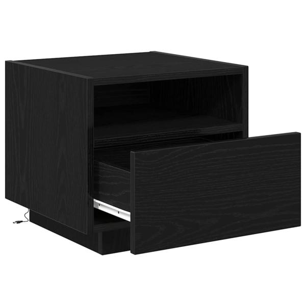 Nachttisch mit LED-Lichtern Schwarz Eiche 40x39x37 cm