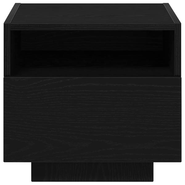 Nachttische mit LED-Lichtern 2 Stück Schwarz Eichenholz 40x39x37 cm