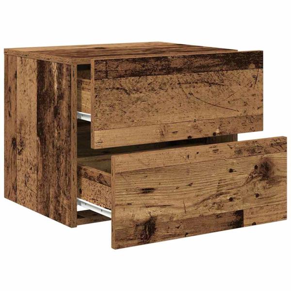 Nachttisch mit LED Wandmontage aus altem Holz 50x39x41 cm