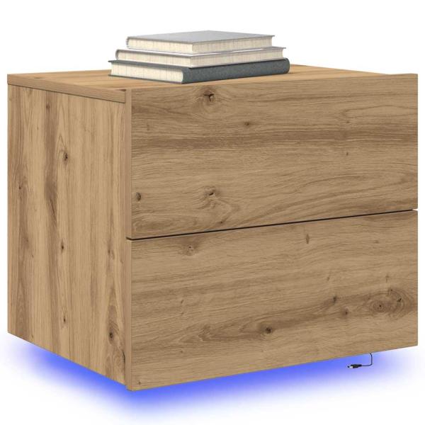 Nachttisch mit LED Wandmontage Artisan Eiche 50x39x41 cm