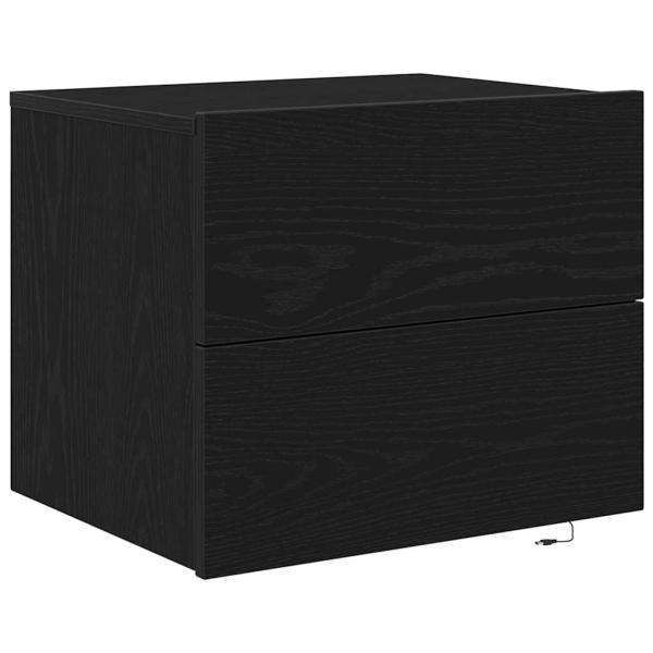 Nachttisch mit LED Wandmontage Schwarze Eiche 50x39x41 cm