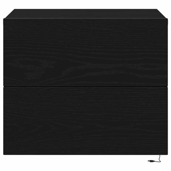 Nachttisch mit LED Wandmontage Schwarze Eiche 50x39x41 cm