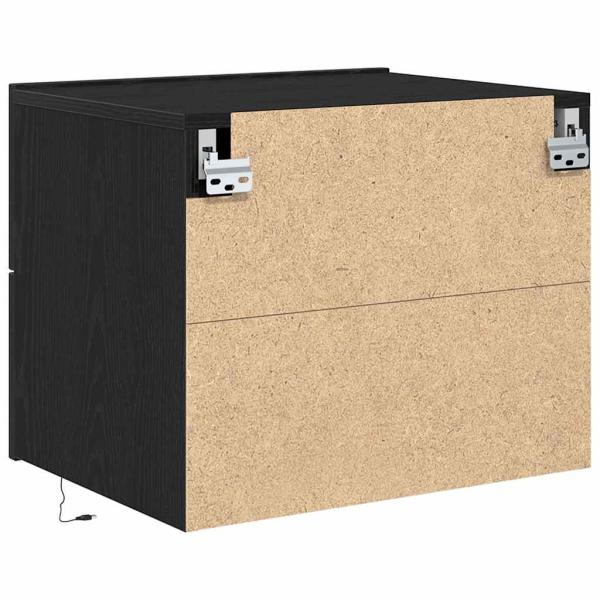 Nachttisch mit LED Wandmontage Schwarze Eiche 50x39x41 cm