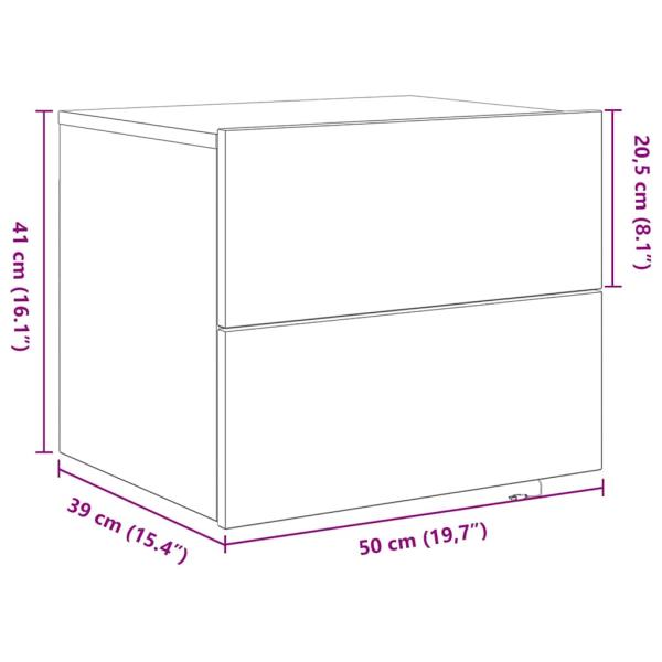 Nachttisch 2 stk. Schwarz Eichen-Optik 50 x 39 x 41 cm